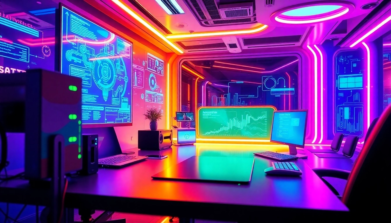Showcasing innovative technology in a vibrant digital workspace, emphasizing advanced tools and creativity.