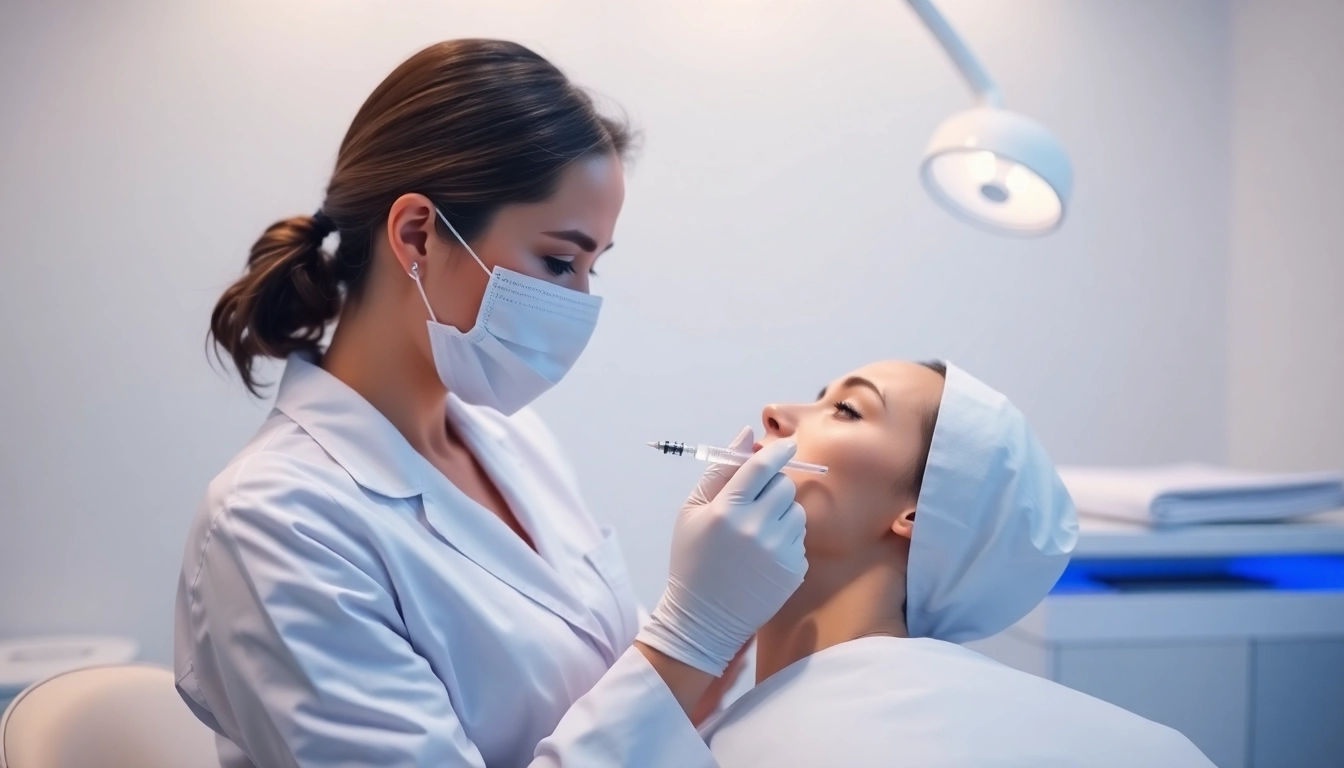 Expert administering a Botox Behandlung in a calm clinic environment, highlighting safety and professionalism.