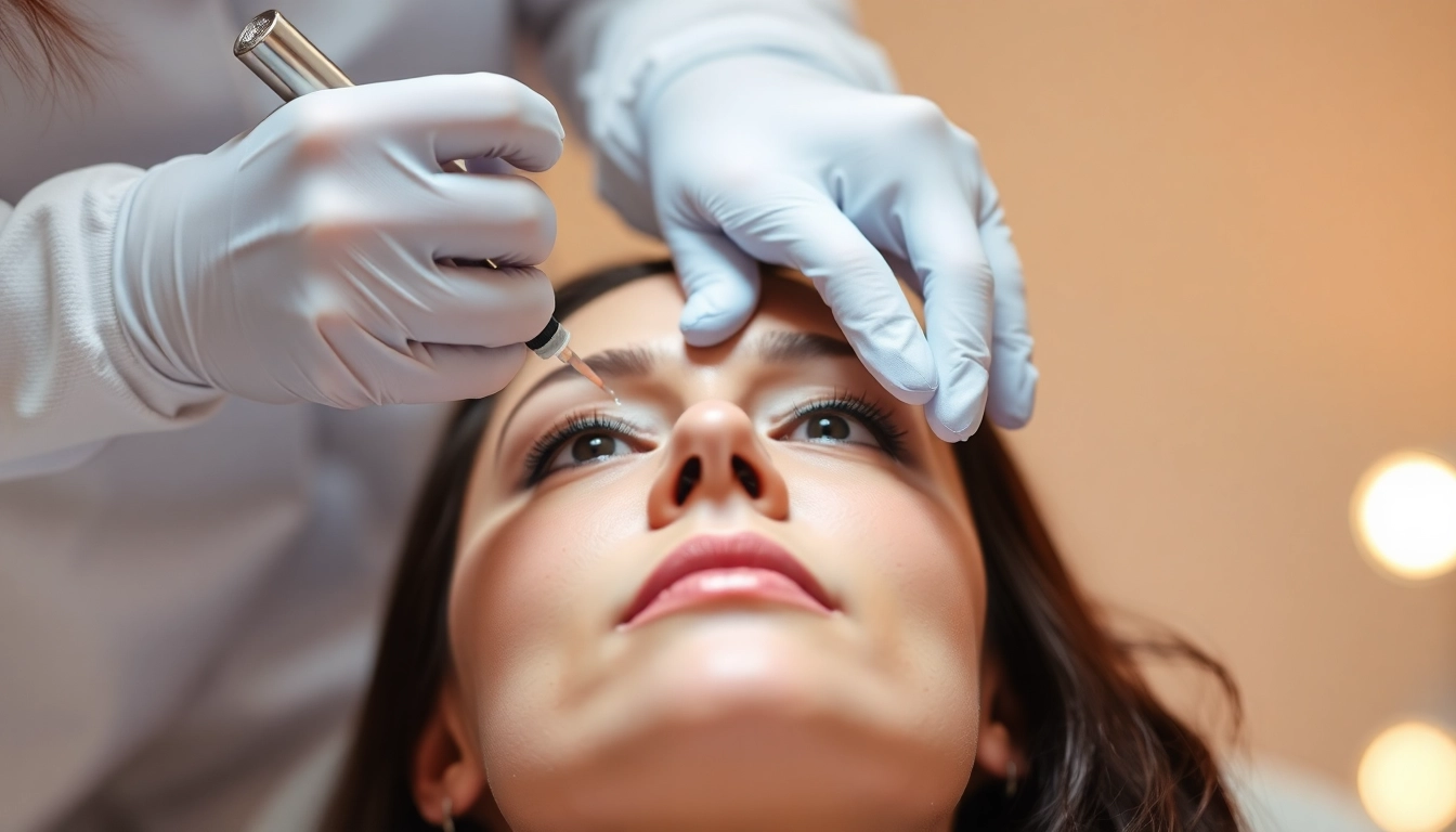 Professional administering Botox Behandlung in a soothing clinic environment.