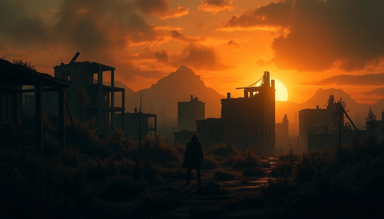 Watch одни из нас онлайн бесплатно against a backdrop of a haunting apocalyptic scenery, featuring a lone figure.