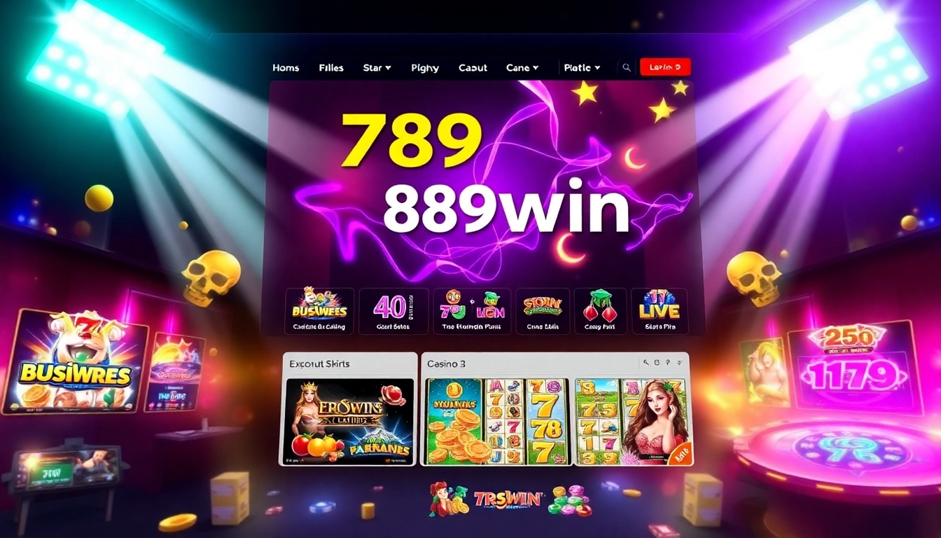 789win branded online casino platform displaying slot machines and live gaming tables, inviting users to play and win.