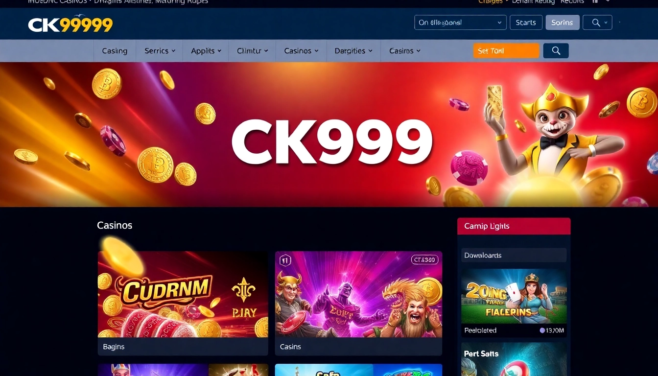 CK999 logo on an engaging online casino platform with vibrant colors and crypto symbols, inviting users to gaming success.