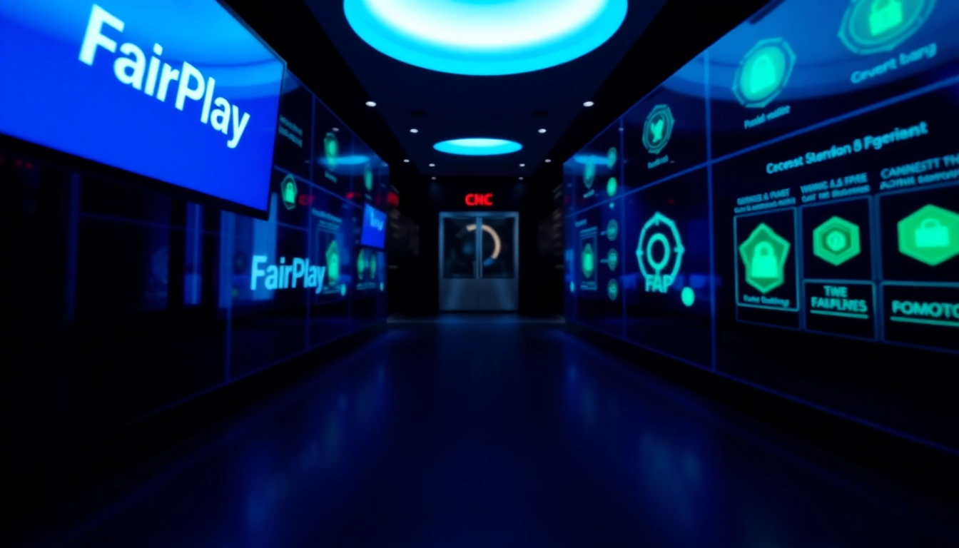 FairPlay branding on a digital interface emphasizing security, fairness, and innovation in technology.