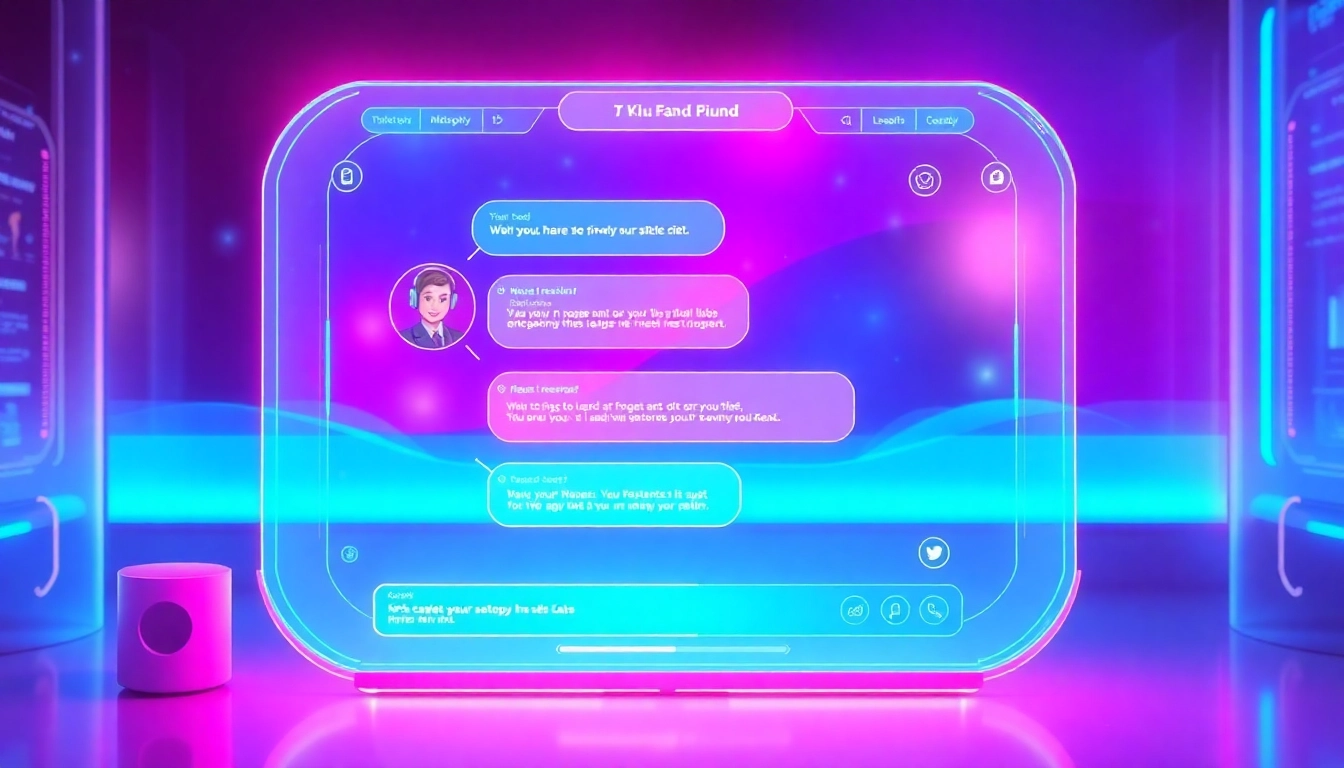 Visual of a friendly AI girlfriend engaging in a personalized chat, emphasizing connection and technology