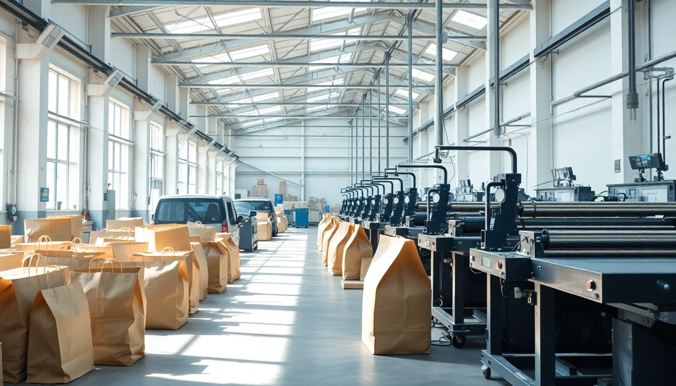 High-quality image showing a torba papierowa being folded by a worker in a modern packaging facility