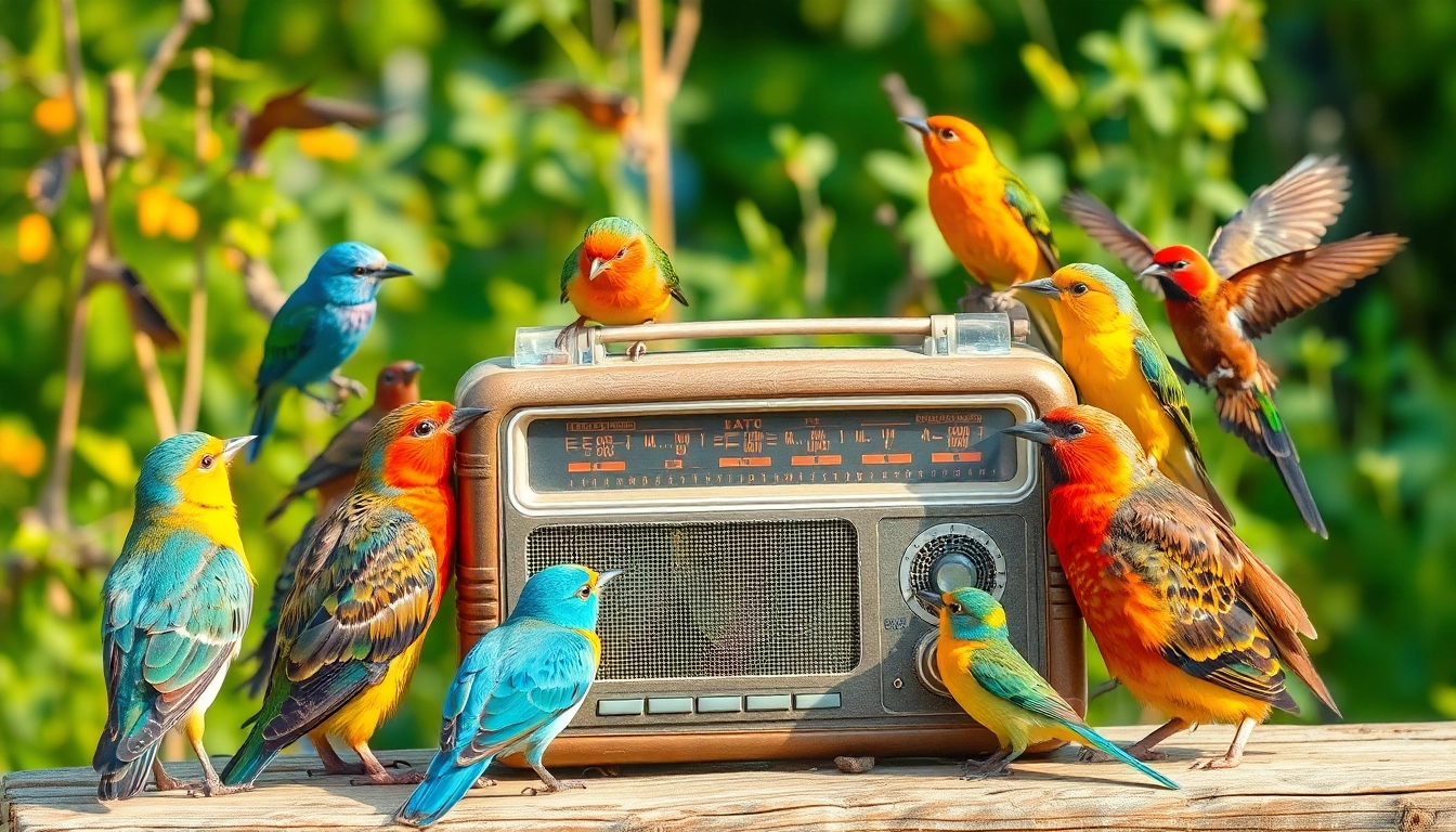 Bird Talk Radio hosts discussing bird conservation strategies during a live outdoor broadcast