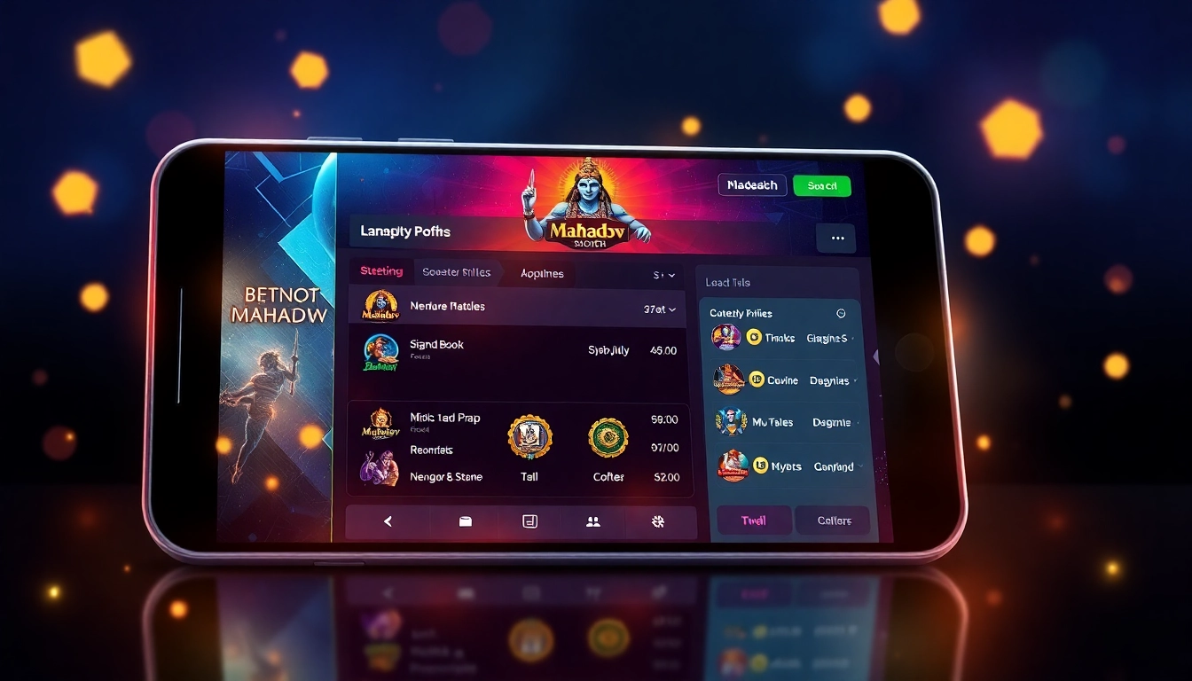Official Mahadev book betting platform showing sports options and live betting in a
