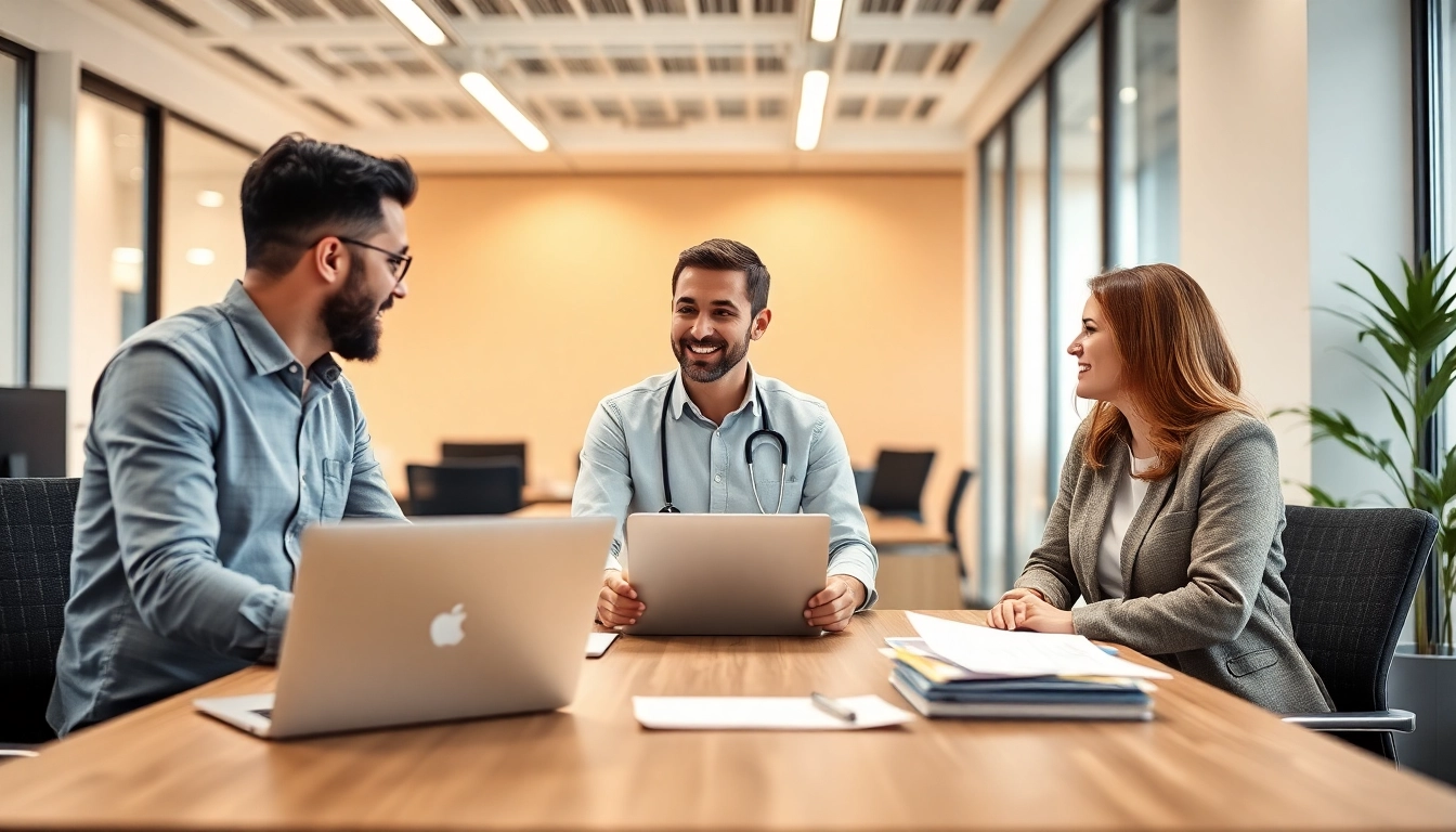 Professional team discussing employee benefits plan strategies for business growth in a