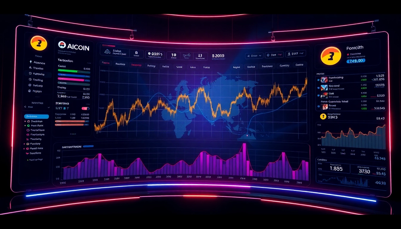 Professional analyzing aicoin market data on a digital dashboard for investment insights and