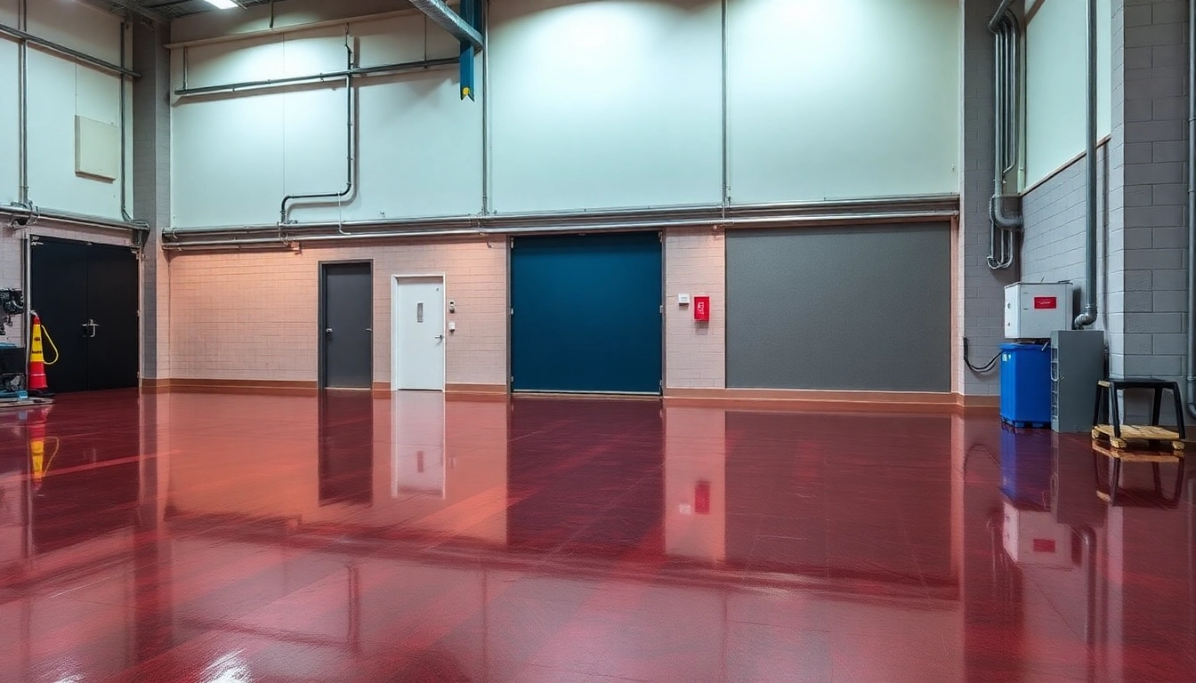Experienced epoxy resin flooring contractors Birmingham applying high-quality epoxy coating on