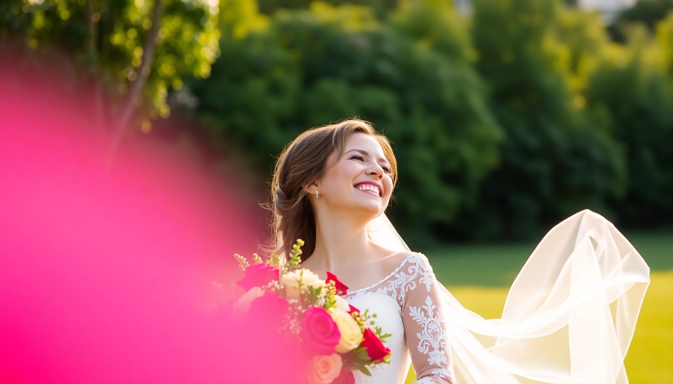 Professional wedding photographers capturing joyful eskuvoi fotozas moments outdoors in natural