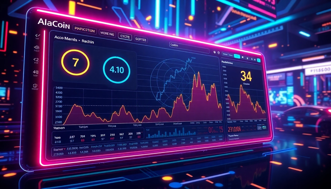 Advanced aicoin analysis dashboard showcasing live market data with vibrant charts and sleek